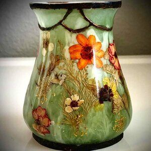 INDIA INK Fresh Fields Boho Découpage Tumbler Vase Preserved Wild Flowers